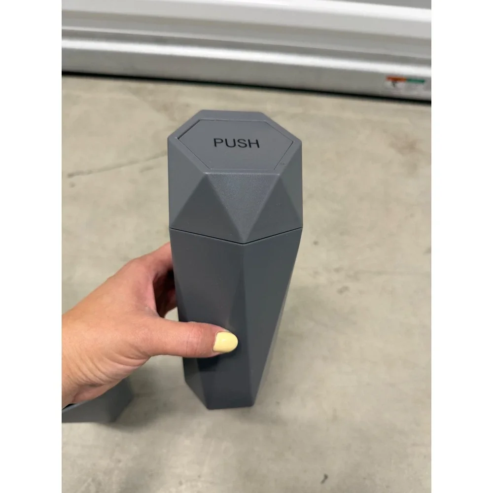 Set of 2 Geometric Mini Trash Cans Gray Car Cup Holder Desk Bin with Push Lid